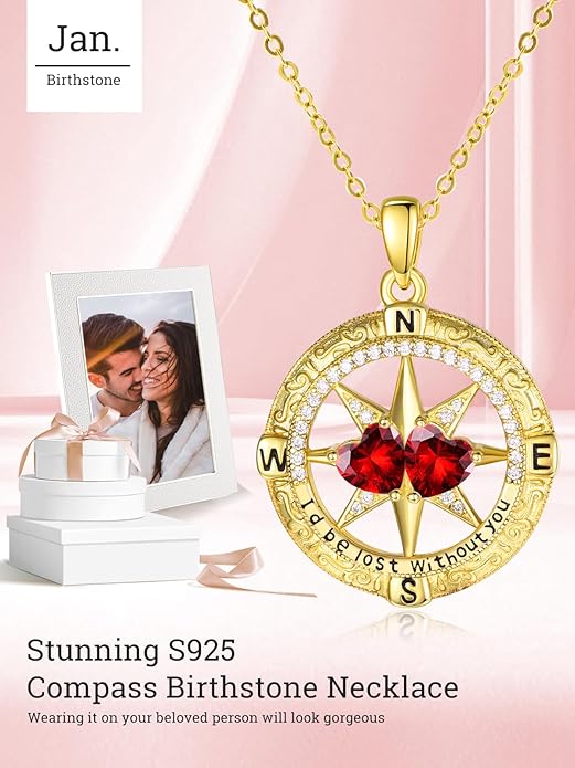 Valentine's Day Gifts for Wife 925 Sterling Silver Double Birthstone Pendant Necklaces I Love You for Always and Forever Necklace Anniversary Birthday Gifts for Wife Girlfriend Mom Her
