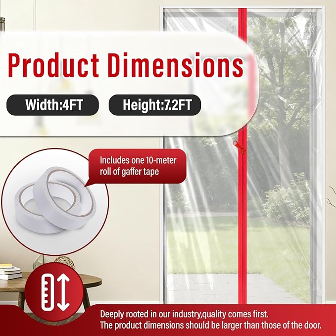 2-Pack Dust Barrier Plastic Zipper Door, 4 FTx7.2 FT Dust Barrier Cover - Image 3