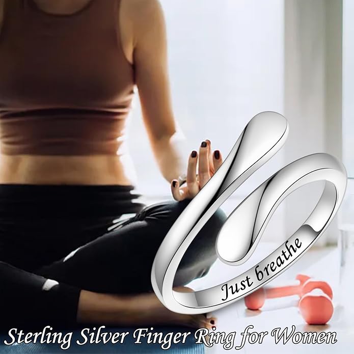 Fookduoduo 925 Sterling Silver Ring Inspirational Jewelry adjustable Wrap Open Rings for Women