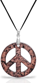 BESHEEK Murano Inspired Peace Sign Blown Glass Lampwork Art Pendant Necklace for Women Handcrafted Artisan Hypoallergenic Italian Style Jewelry