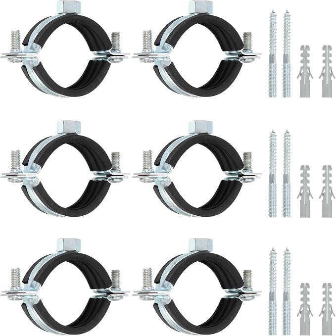 uxcell 10 Pcs Adjustable Pipe Bracket Clamp, 1-1/2" Wall Ceiling Mount Split by uxcell