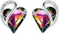 Leafael Infinity love Heart Birthstone Stud Earrings for Women, Valentine's Day Gifts for Mom, Wife, and Her, Silver Plated Birthday Jewelry