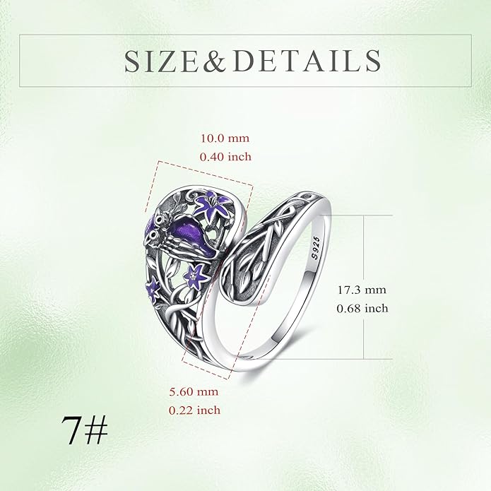 Animal Spoon Ring 925 Sterling Silver Adjustable Animal Spoon Ring Jewelry Gifts for Women Men