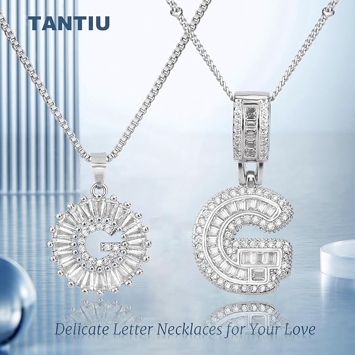14K Gold Plated Alphabet Necklace Cubic Zirconia Letter Pendant, Personalized Name Jewelry Gift for Women, Customizable A-Z, Birthday/Mothers Day Gifts for Womens