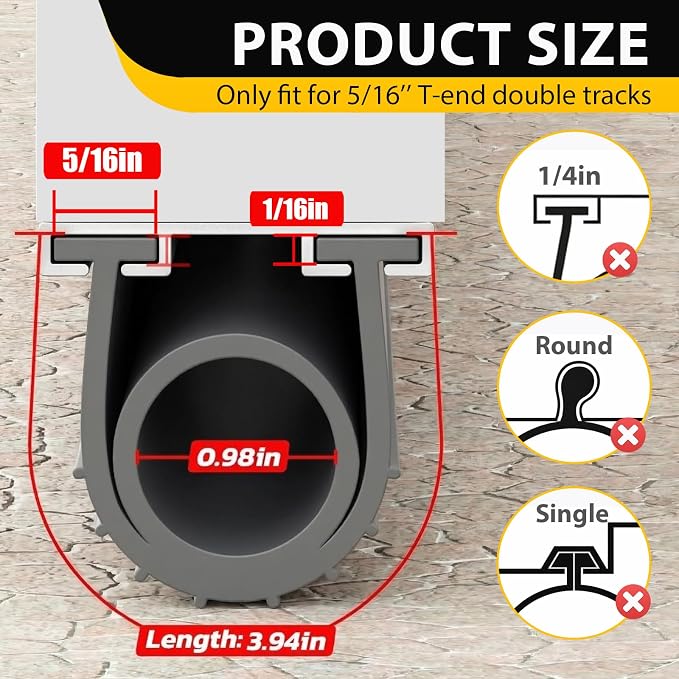 Jin&Bao Garage Door Bottom Rubber Seal 5/16" T-End 16FT & 2 End Plugs Gray | - Image 4