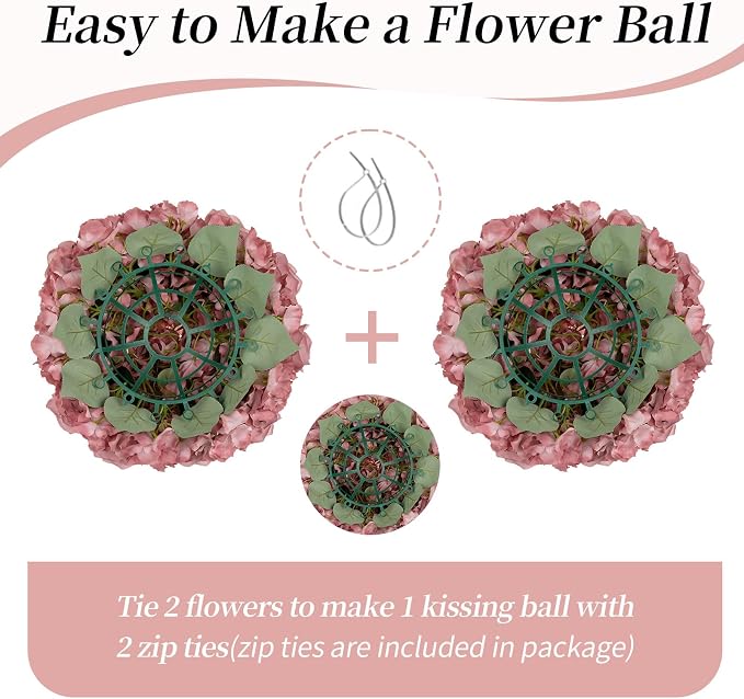 BLOSMON Fake Flower Balls Table Centerpieces, Dusty Pink | 15.7" Dia Artifical - Image 4