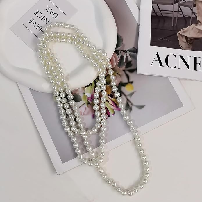 Zeffy Pearl Necklace 4MM/6MM/8MM Dainty Round Imitation Pearl Choker Necklace Wedding Pearl Necklace Delicate Jewelry for Women Simple Bridesmaid Jewelry Gifts
