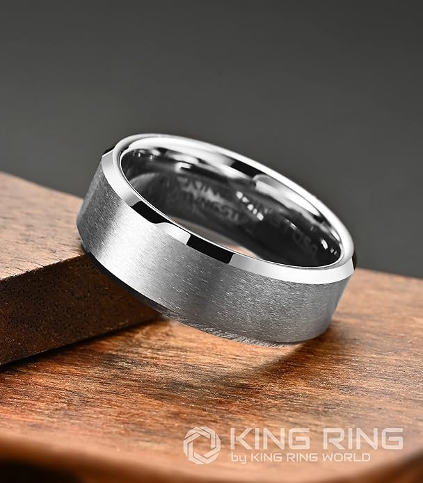 King Ring Tungsten 4/6/8/10mm Rings – Super Polished Matt Finish Tungsten Rings – Designed in USA