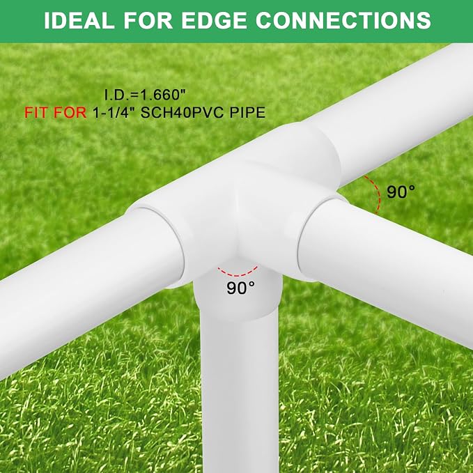 4Pack 1-1/4IN 4-Way PVC Pipe Fittings SCH40 Furniture Grade PVC Elbow Corner - Image 3