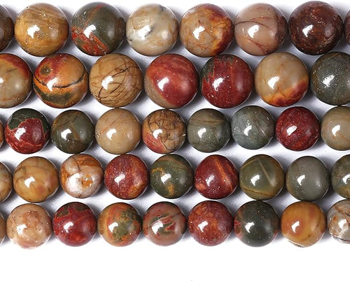 120PCS 6mm Natural Picasso Jasper Beads Healing Power Stones Round Loose Gemstone Beads for Jewelry Making DIY Bracelet Necklace 32" 2 Strands