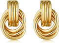 Gold Knot Earrings for Women Trendy Stud Earrings Chunky Statement Drop Dangle Earrings Lightweight Hypoallergenic Jewelry Women Christmas Gifts