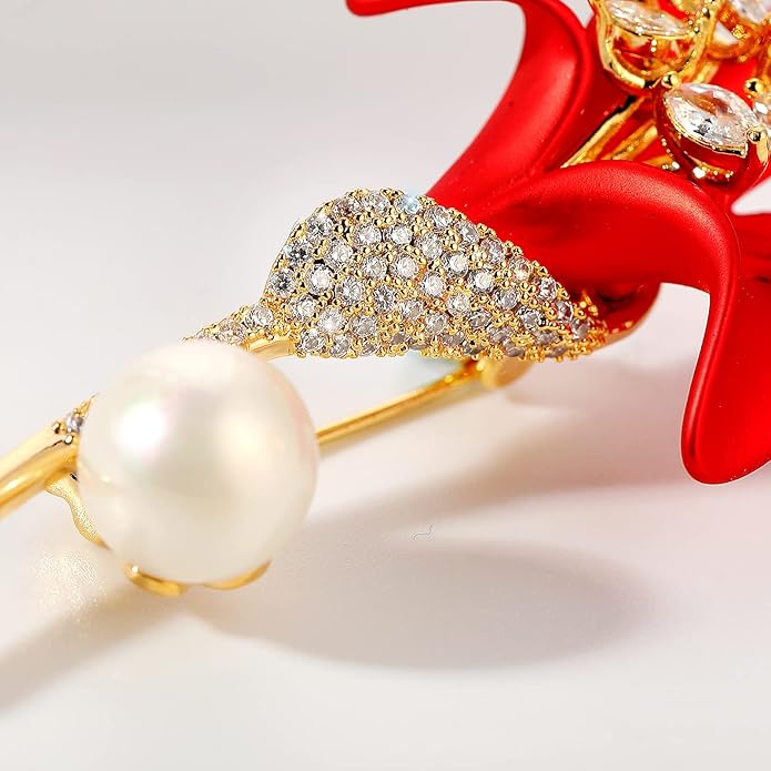Red Rose Flower Brooches and Pins for Women Costume Jewelry Brooch Pins Broches Jewelry for Women Elegant Lady Pin