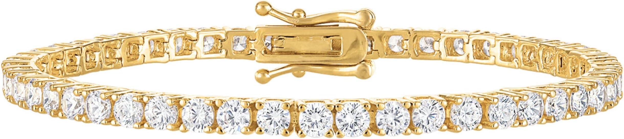 KISPER Tennis Bracelet for Women - 24K White Gold or Gold Plated Round Cut AAAAA CZ, 3mm/4mm Width, Elegant Jewelry Gift, 6.5/7/7.5 Inch