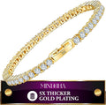 MINDDHA 14K Gold/White Gold Plated Cubic Zirconia Tennis Bracelet | Silver, Gold Bracelets for Women | Elegant CZ Tennis Bracelet for Women, Thin, Dainty, & Classic, Size 6-8 Inch