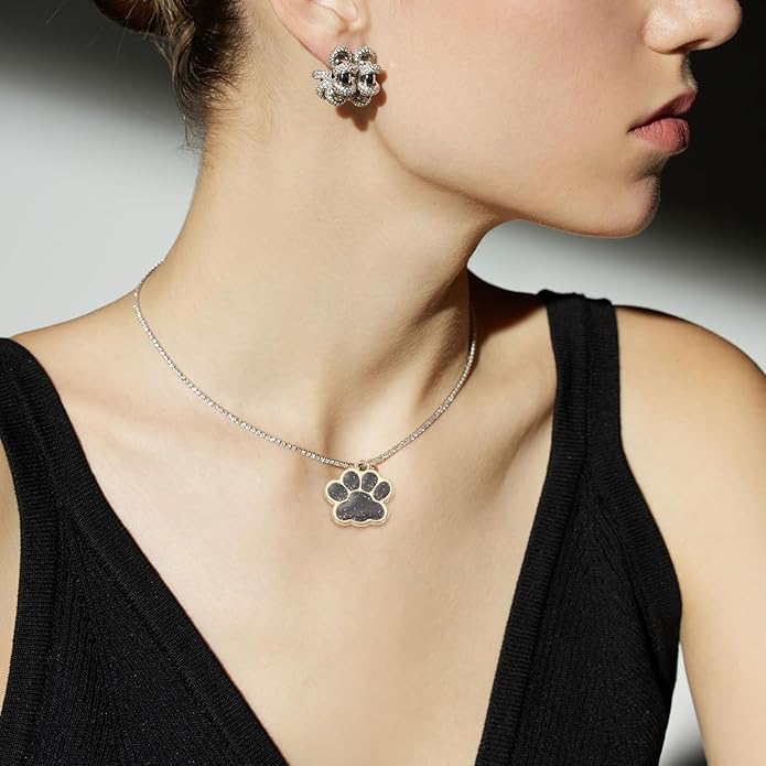 MECCANIXITY Dog Paw Print Charms, Alloy Enamel Footprint Pendants Animal Footprint Pendant for Jewelry Making