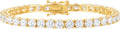 KISPER Tennis Bracelet for Women - 24K White Gold or Gold Plated Round Cut AAAAA CZ, 3mm/4mm Width, Elegant Jewelry Gift, 6.5/7/7.5 Inch