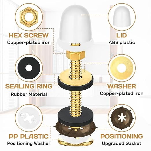 16 Pcs Toilet Floor Bolts Kit, Heavy Duty Closet Flange Bolt Set - Image 4