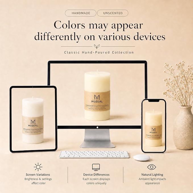 MOZEAL 3" x 4" Hand-Poured Unscented Candle, Dripless Pillar Candle Set of 3 - Image 7