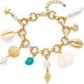 Gold Charm Bracelet for Women Boho Adjustable Shell Starfish Bracelet Summer Beach Ocean Statement Bracelets