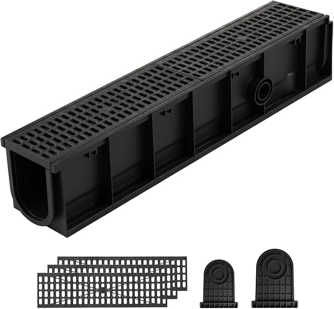VEVOR Trench Drain, 40.1 x 6.1 x 7.9 in, 4 Pack Linear Drainage Channel by VEVOR