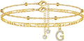 Ursteel Ankle Bracelets for Women, 14K Gold Plated Dainty Layered Chain CZ Initial Anklets Summer Jewelry Gifts for Women
