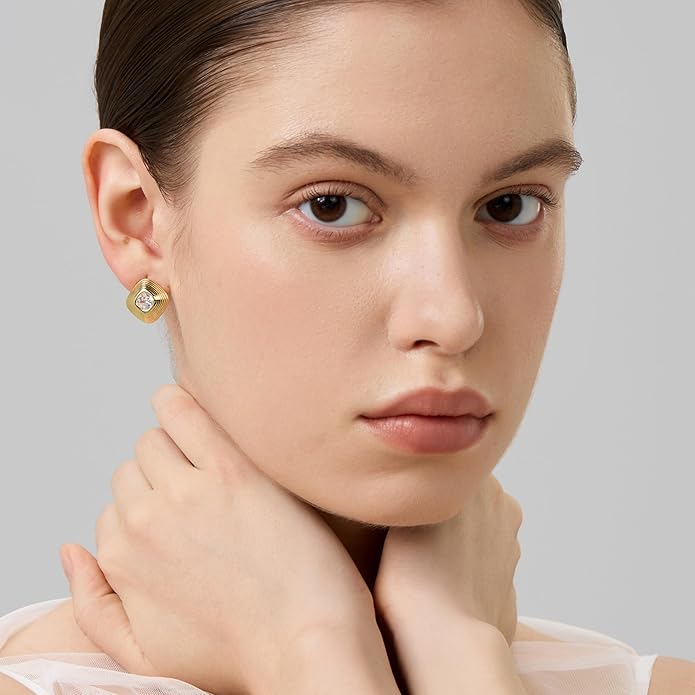 18K Gold Plated Huggie Hoop Earrings for Women, 925 Sterling Silver Post, Hypoallergenic Small Earrings