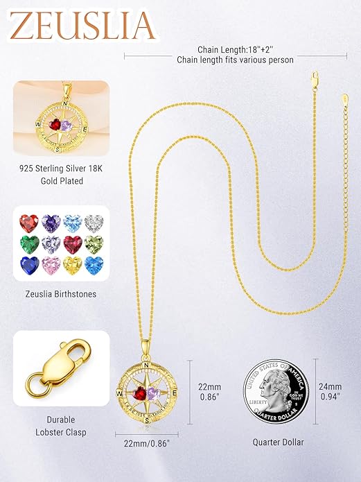 Valentine's Day Gifts for Wife 925 Sterling Silver Double Birthstone Pendant Necklaces I Love You for Always and Forever Necklace Anniversary Birthday Gifts for Wife Girlfriend Mom Her