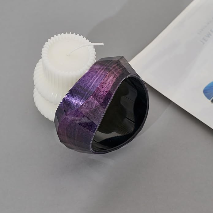 Trendy Acrylic Resin Bangle Bracelet for Women Chunky Transparent Acetate Mottled Plate Bangle Bracelet Statement Jewelry