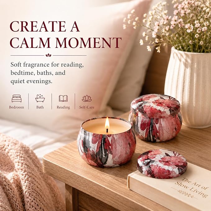Scented Candles Gift Set for Women, 6 Pack Soy Wax Candle Set in Decorative Tins - Image 4
