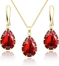 Linawe Crystal Jewelry Sets for Women, Imitation Diamond Pendant Necklace, Rhinestone Drop Dangle Earrings, Birthstone Cubic Zirconia Matching Wedding Jewelry, 14K Gold/Rose Gold/Silver Tones