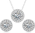 Moissanite Necklace and Earrings Set for Women/Men Crystal Gold/Silver Jewelry Prom Accessories Anniversary Birthday Party Moissanite Jewelry Set Gifts