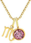 MISS RIGHT Initial Birthstone Necklace for Women - Personalized Gifts Birthday Gifts for Women Stainless Steel 18K Gold Plated Dainty Gold Zodiac Sign 12 Constellation Horoscope Necklace Jewelry