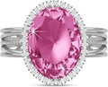 Linawe Birthstone Chunky Adjustable Rings for Women, Gold/Silver/Rose Gold Statement Rings, Imitation Diamond Fake Gemstone Crystal Cocktail Ring, Cubic Zirconia Costume Jewelry