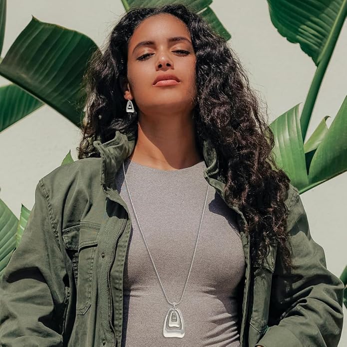 Madison Tyler Gold Plated Jewelry Set for Women | Silver Teardrop Pendant Necklace Trendy | Long Necklace with Snake Chain | Fashion Dangle Earring Set