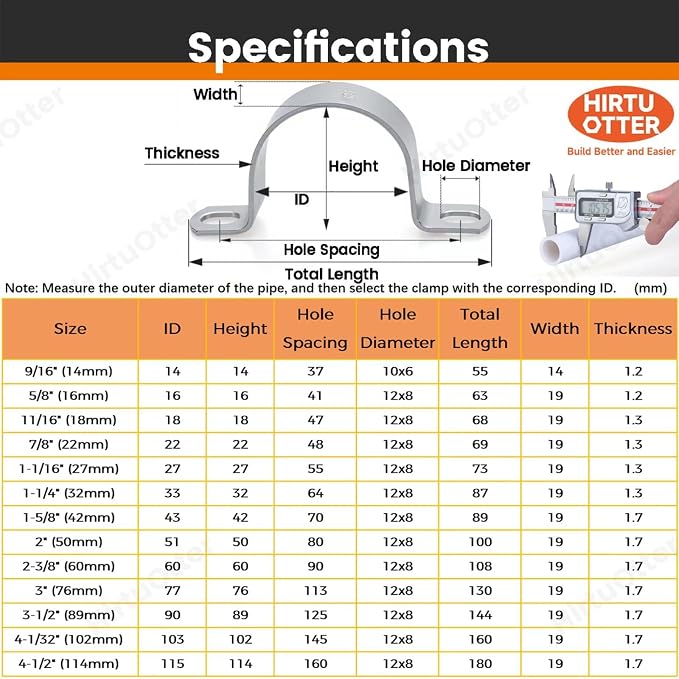6 PCS 2-3/8 Inch, 304 Stainless Steel Thickened Pipe Clamps, Heavy-Duty Two - Image 9