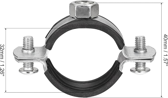 uxcell Adjustable Pipe Bracket Clamp, 1-1/4" Wall Ceiling Mount Iron Pipe Strap - Image 3