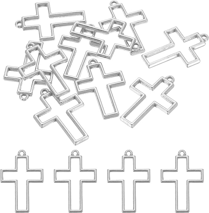 PATIKIL Alloy Open Back Bezel Pendants, Cross Shape Hollow Resin Pendant Frame for DIY Crafts Earrings Necklace Bracelet Making