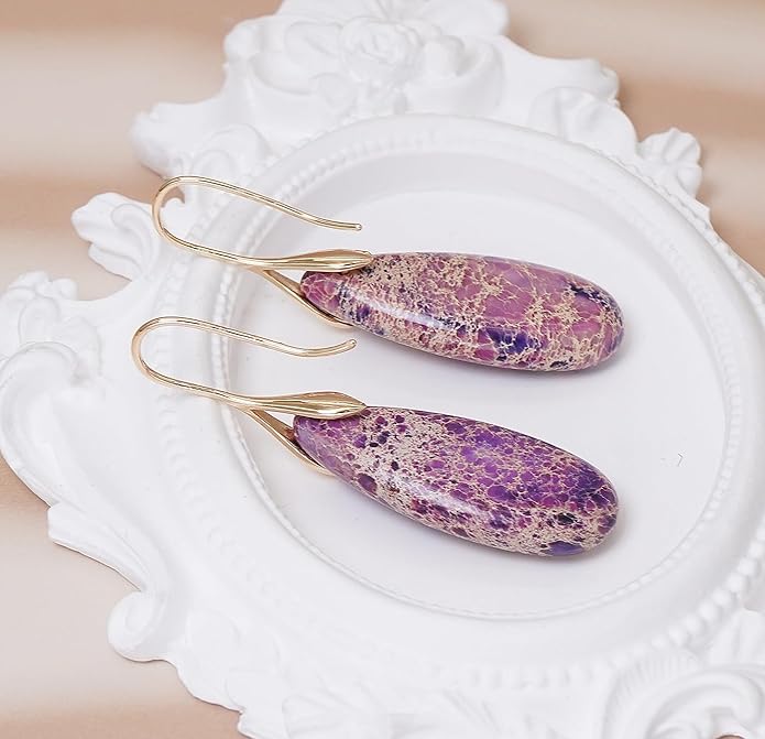 Natural Stone Earrings Waterdrop Stone Dangle Earrings for Women