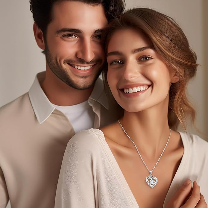 OOBEE Valentines Day Gift Moissanite Heart Necklaces for Women, 1- 4 Carat Moissanite 925 Sterling Silver 14K Gold Plated Pendant Necklace, Ideal Anniversary Birthday Christmas Mothers Day Jewelry Gifts for Mom Wife Her Girlfriend Daughter