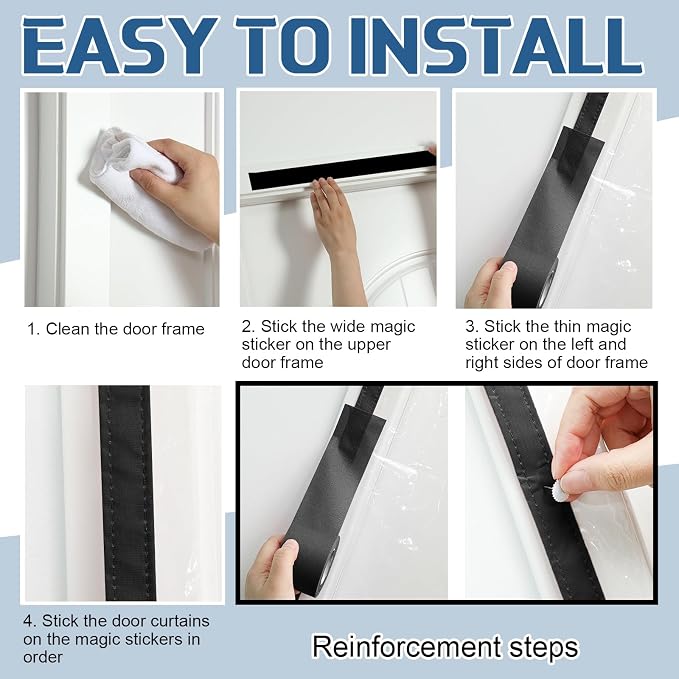 Preboun 3 Sets Magnetic Dust Barrier Zipper Door Kit 4' x 7.5' Construction - Image 7