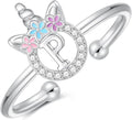 Unicorn Rings Gifts for Girls - Adjustable Initial Ring Dainty Cute Unicorn Rings for Girl Teens Little Girls Jewelry Birthday Gift