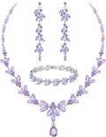 Wedding Jewelry Sets for Bride Bridesmaid Bridal Jewelry Set for Women Wedding Crystal Necklace Earrings Bracelet Set for Party Prom Jewelry