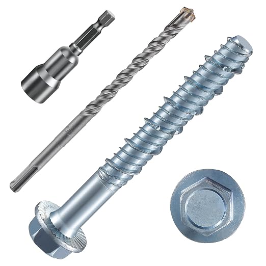 Wensilon 3/8" x 4" Zinc Plated Large Diameter Concrete Screw Actual Thickness by Wensilon