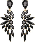 BriLove Women's Wedding Bridal Crystal Teardrop Multi Marquise Cluster Bling Dangle Earrings