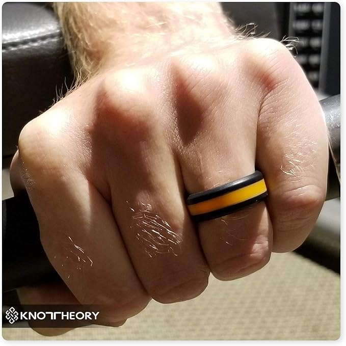 Knot Theory Striped Silicone Ring for Men and Women – Black, Grey, Red, Blue, Orange, Yellow, Purple