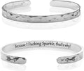 Carviell Engraved Cuff Bracelets for Women – Inspirational, Friendship, Love, Mom, Daughter, Sister, Christian, Graduation, Memorial & Wedding Gifts – 80+ Phrases – Stainless Steel, Gift-Ready