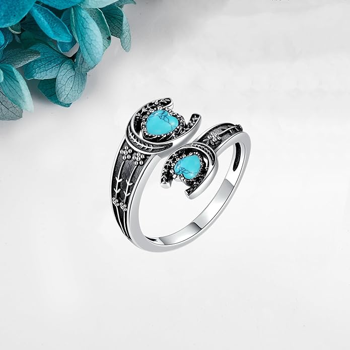 MONGAS Spoon Rings for Women Sterling Silver Horseshoe Witches Knot Filigree Open Adjustable Thumb Rings Horseshoe Witches Knot Filigree Jewelry Gifts for Women