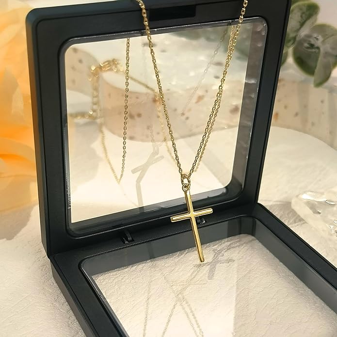 Zeffy Cross Necklace for Women, 18k Gold/Silver Plated Tiny Cross Pendant Necklace Simple Layered Cross Necklaces Gold Jewelry for Women