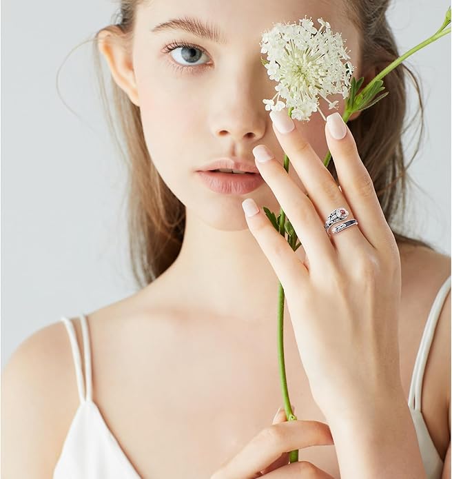 Hamsa Hand of Fatima Lotus Evil Eye/Love Heart/Butterfly/Rose Spoon Adjustable Open Rings 925 Sterling Silver Statement Ring Jewelry Gifts for Women