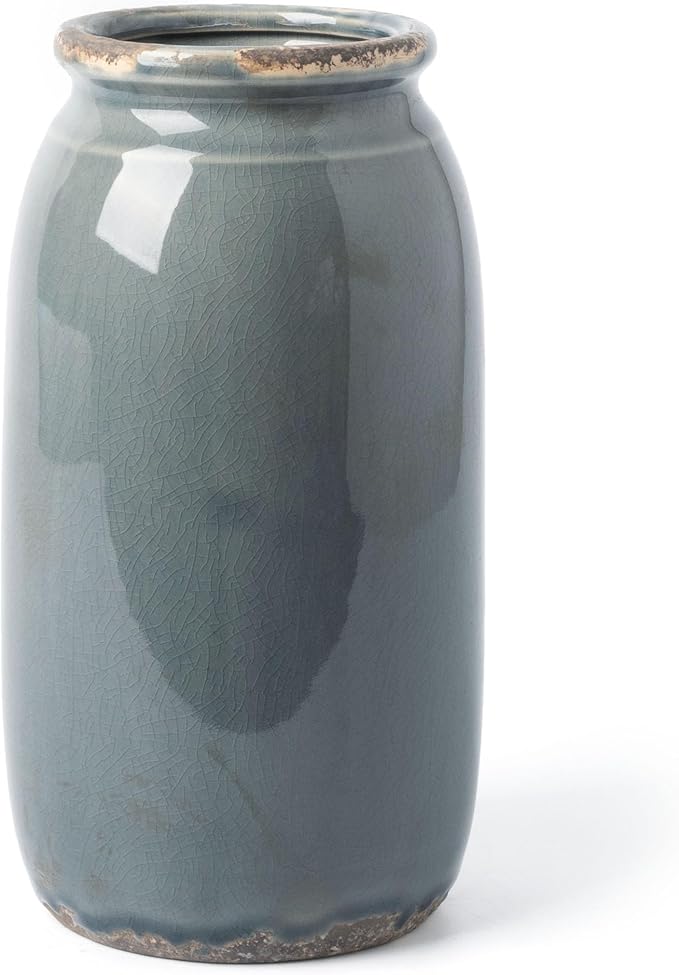 VICTOR & TERESA Rustic Large Blue and Grey Vase - Image 7
